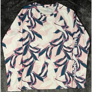 Huk Women’s Long Sleeve Fishing Shirt L Pink Floral UPF Performance Sun Tee
